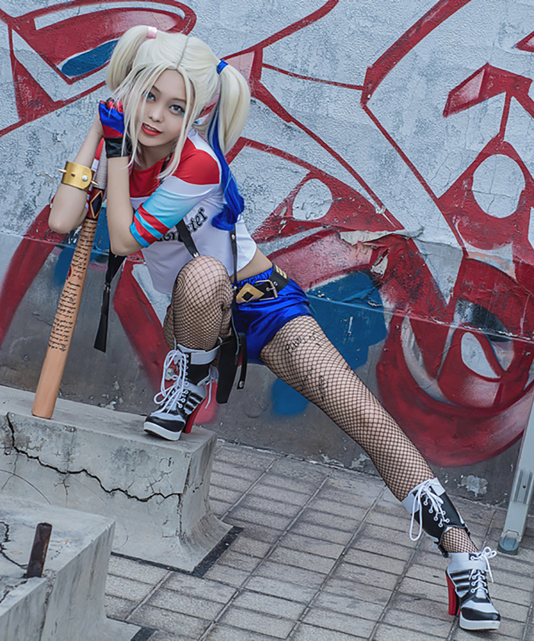 スーサイドスクワッド ハーレイ・クイン風 コスプレ ハロウィン 衣装 ウィッグ付きフルセット 即納