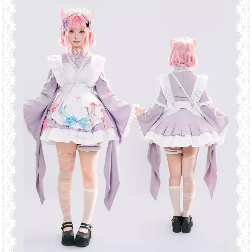 結城さくな コスプレ VTuber 和風メイド衣装 レディース