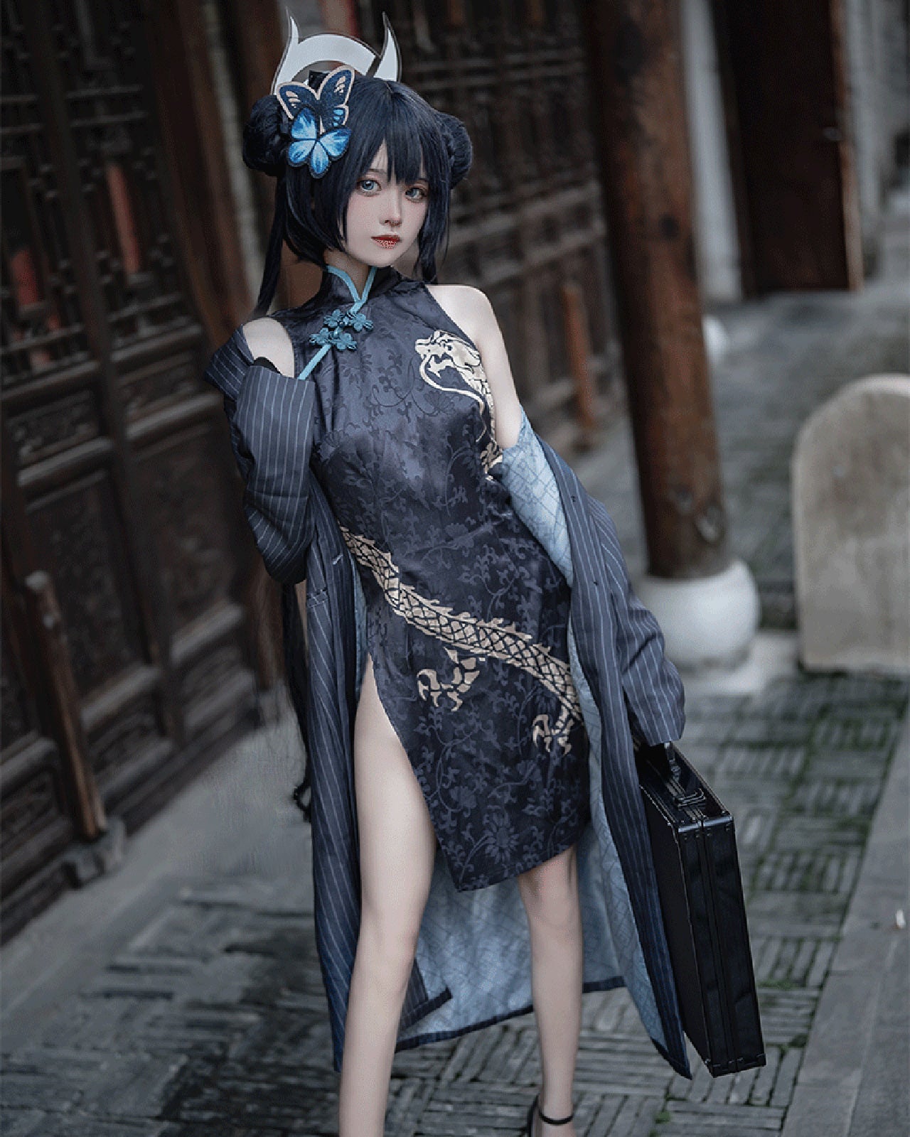 ブルーアーカイブ 竜華キサキ コスプレ衣装セット チャイナドレス ロングジャケット コスチューム　