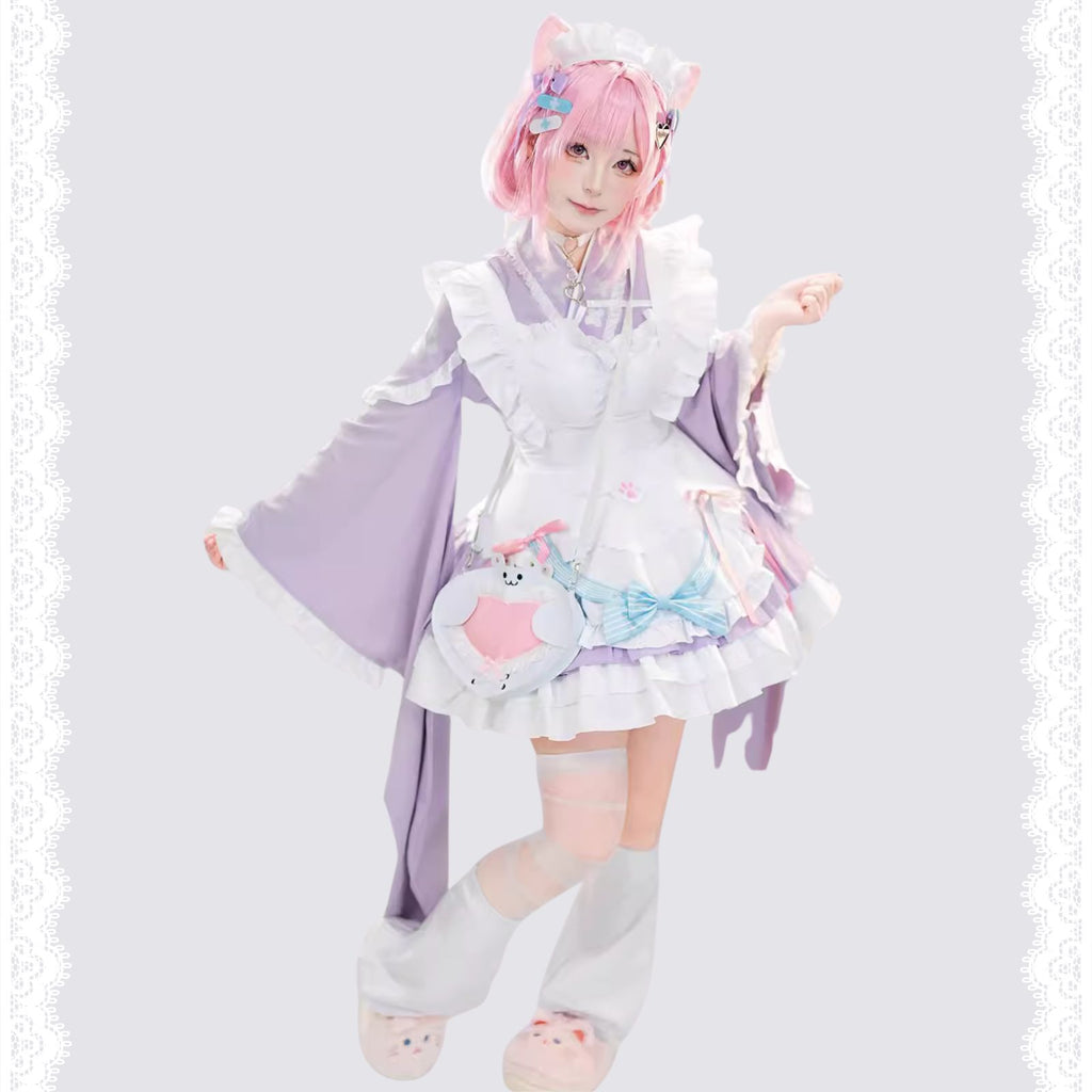 結城さくな コスプレ VTuber 和風メイド衣装 レディース