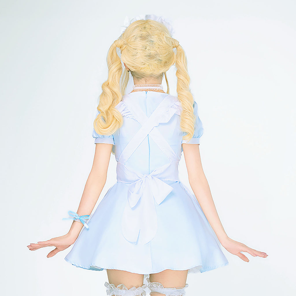 ハロウィン コスプレ 仮装 レディース ロリータ メイド 半袖 水色