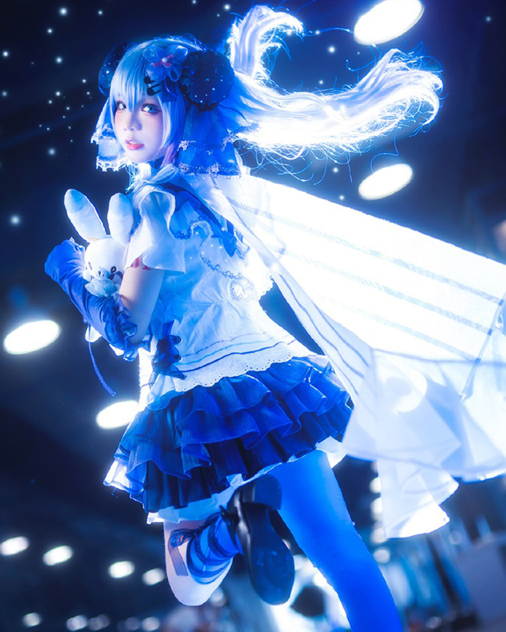 初音ミク コスプレ マント付きワンピース 紫