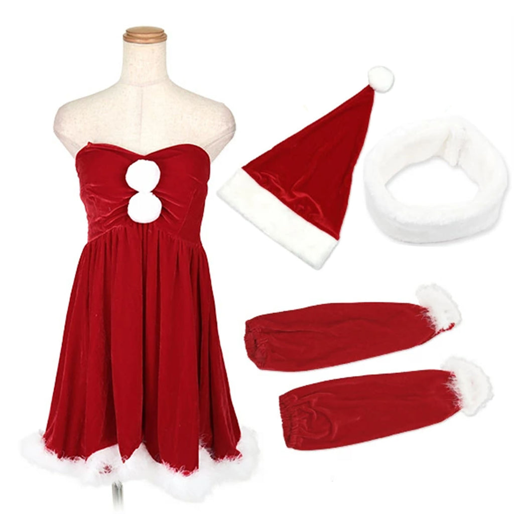 サンタコスプレ セット内容 ワンピース 帽子 アームカバー チョーカー