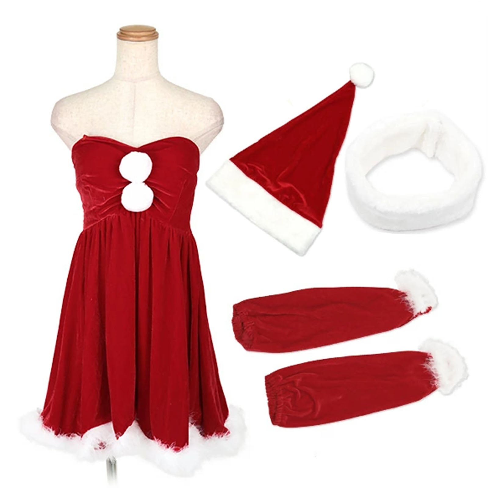 サンタコスプレ セット内容 ワンピース 帽子 アームカバー チョーカー