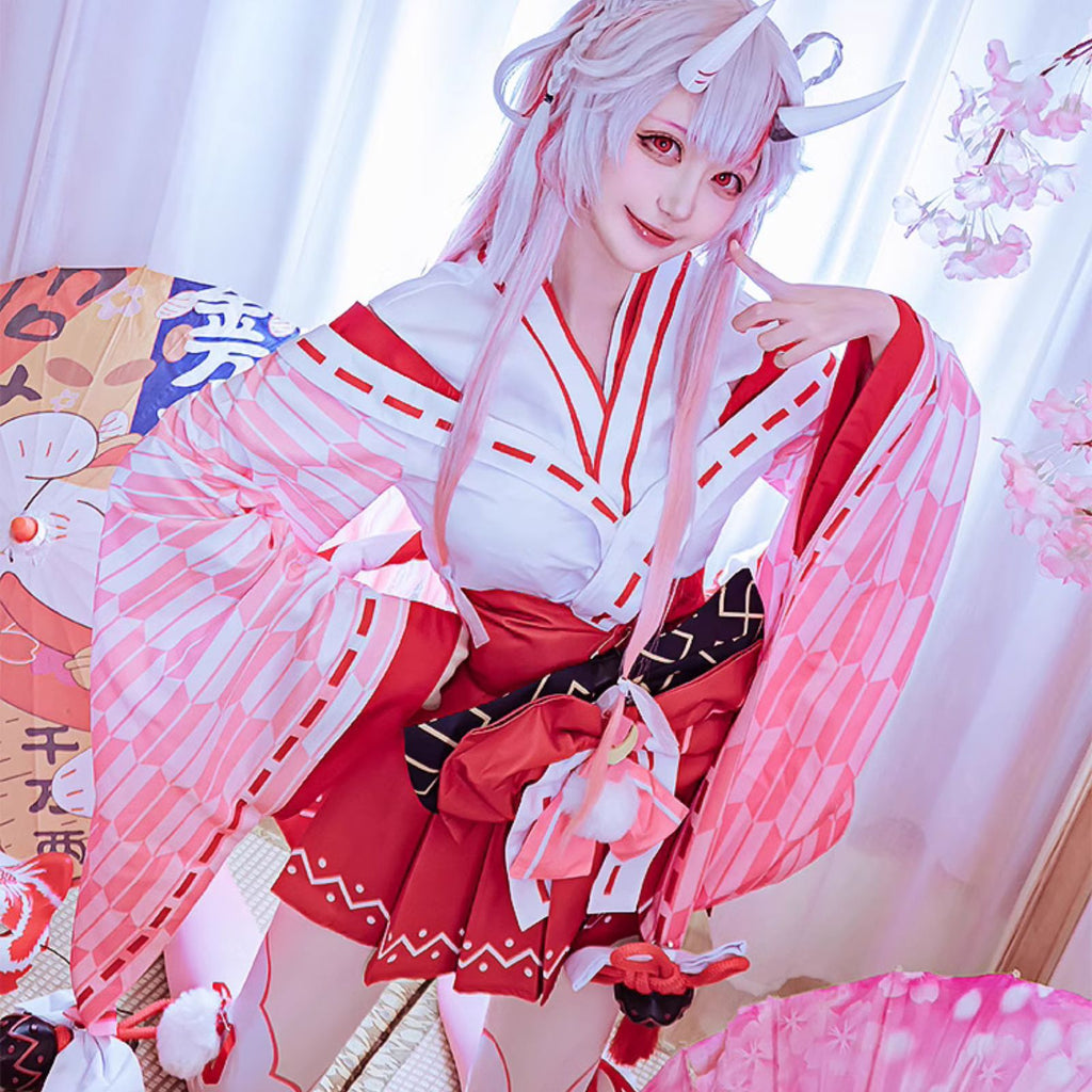 ホロライブ 百鬼あやめ コスチューム Mサイズ イベント ハロウィン 新衣装　巫女　和服　Hololive　ピンク　セット