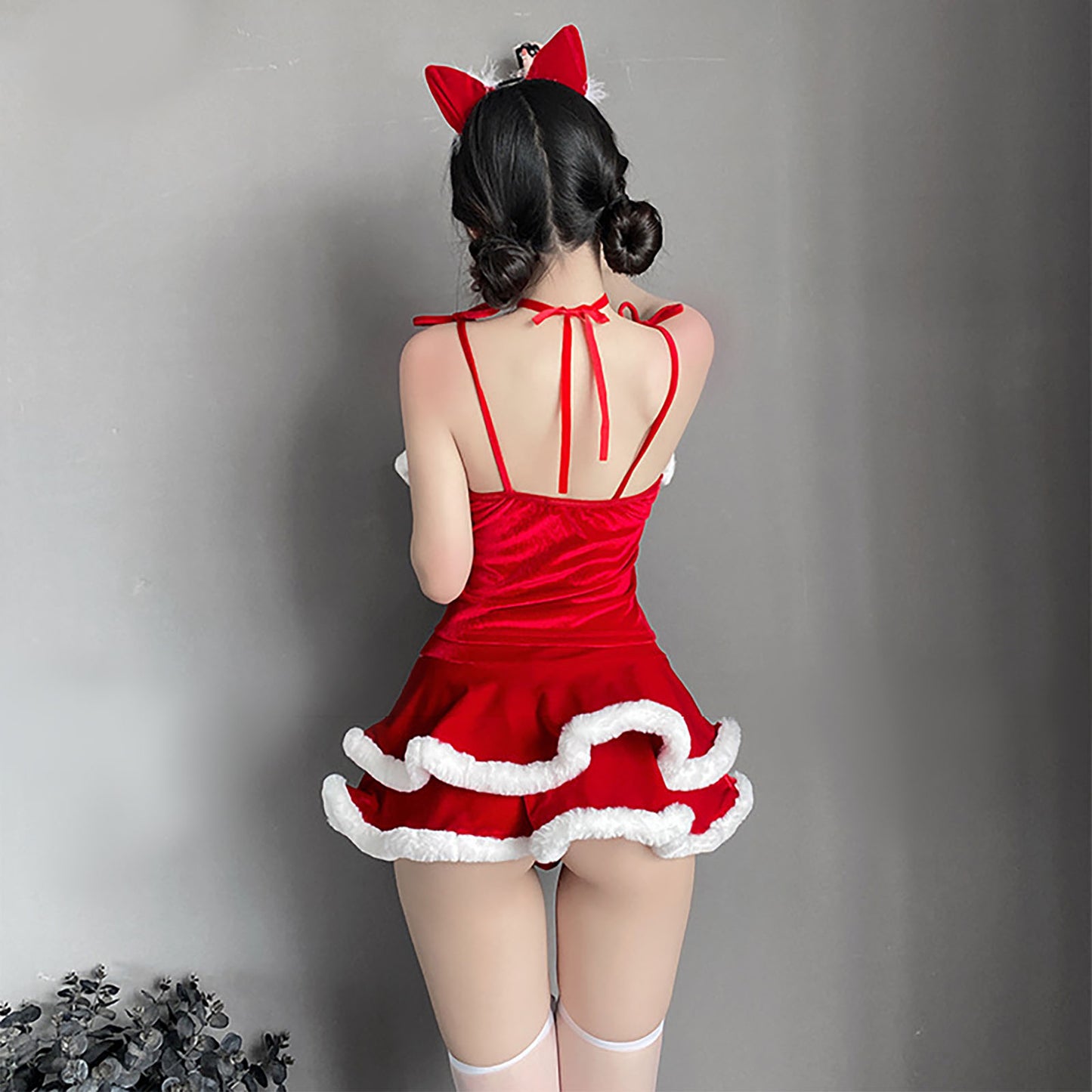 うさ耳サンタ コスチューム レディース Mサイズ レースアップ クリスマス