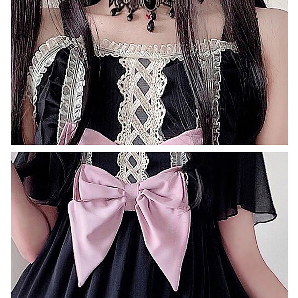 ハロウィン コスプレ 仮装 ワンピース 小悪魔 リボン ブラック