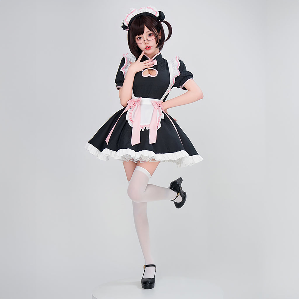 チャイナメイド コスプレ衣装 ワンピース エプロン付き