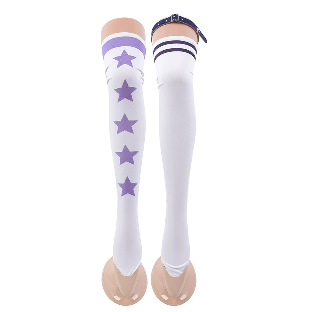 紫咲シオン パーカー付き コスプレ衣装　靴下　ニーハイ