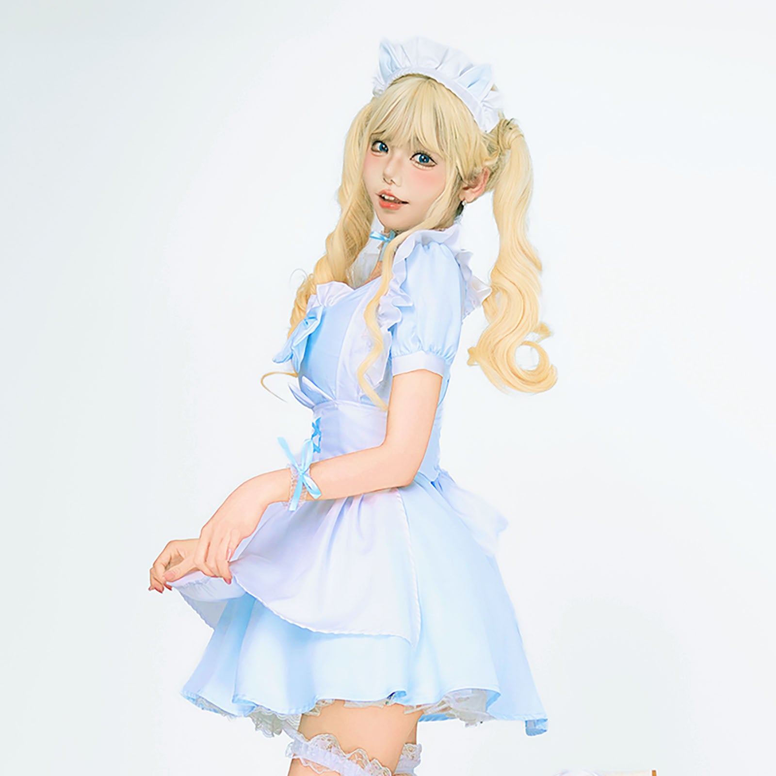 ハロウィン コスプレ 仮装 レディース ロリータ メイド 半袖 水色