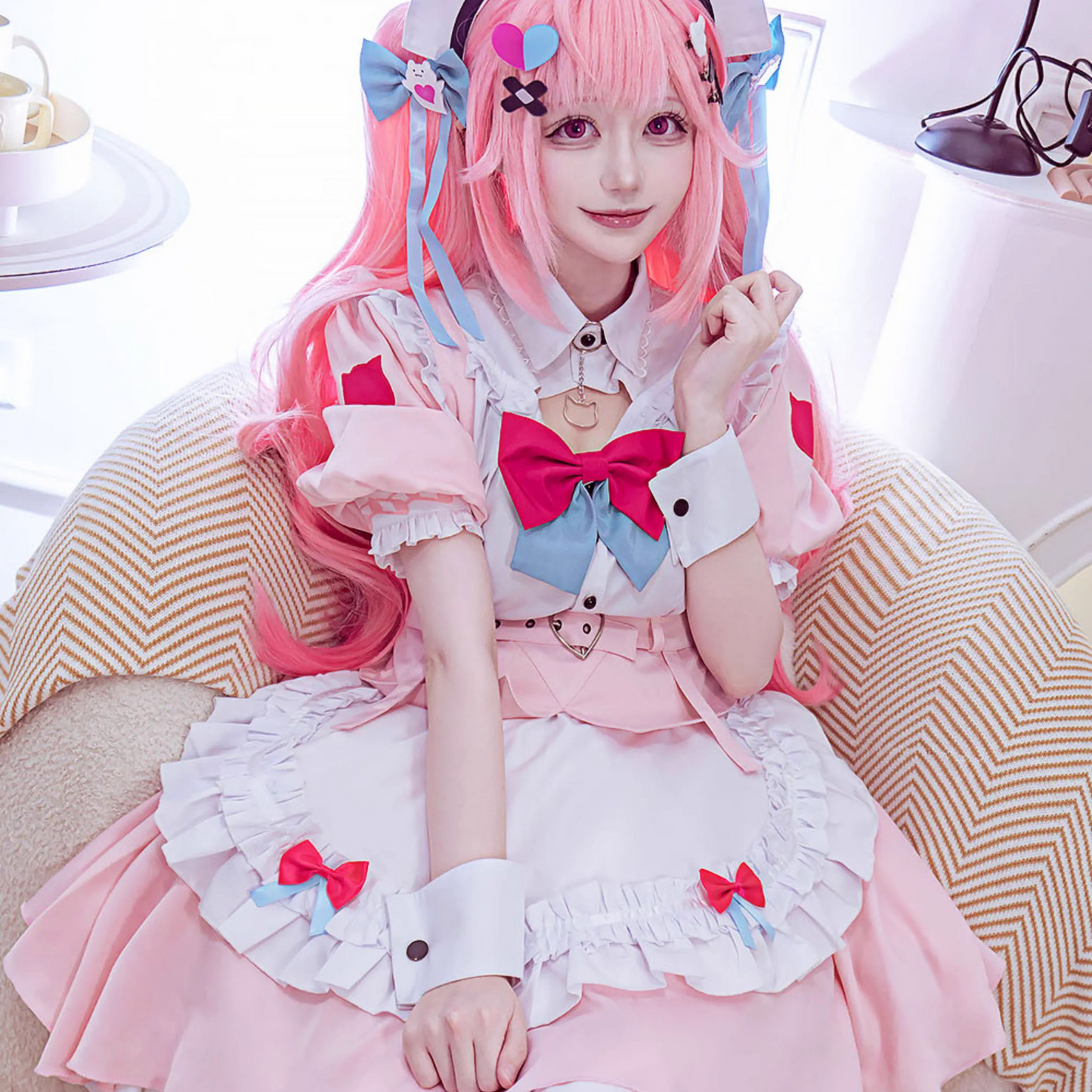 結城さくな VTuber  メイドコスプレ衣装＋小物セット ハロウィン レディース 大人用 即納