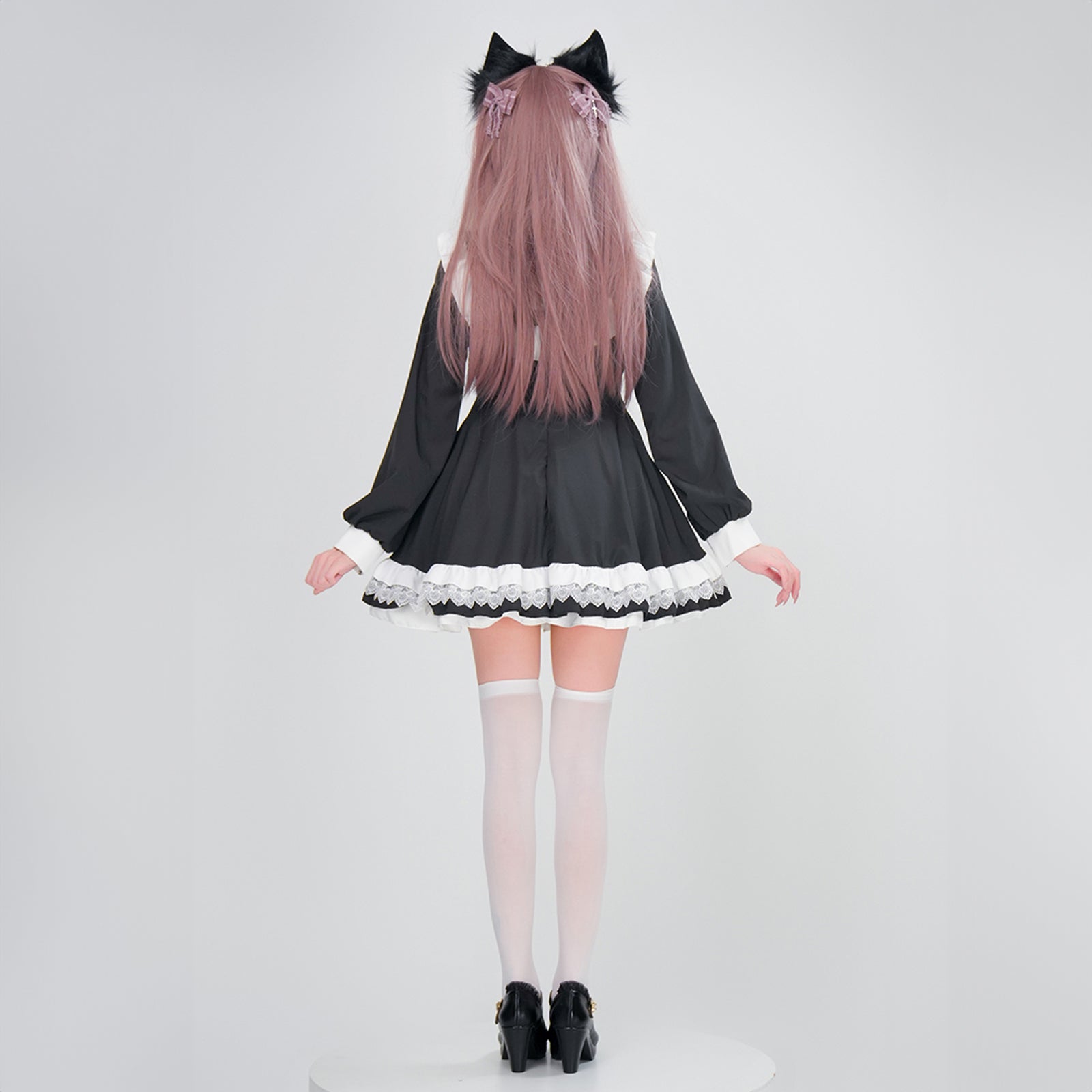 ハロウィン メイドコスチューム ２色 仮装 レディース 眼帯 メイド 黒 水色