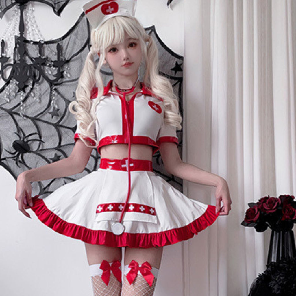 ハロウィン ナース コスプレ衣装 看護師 ホワイト 即納 (L)