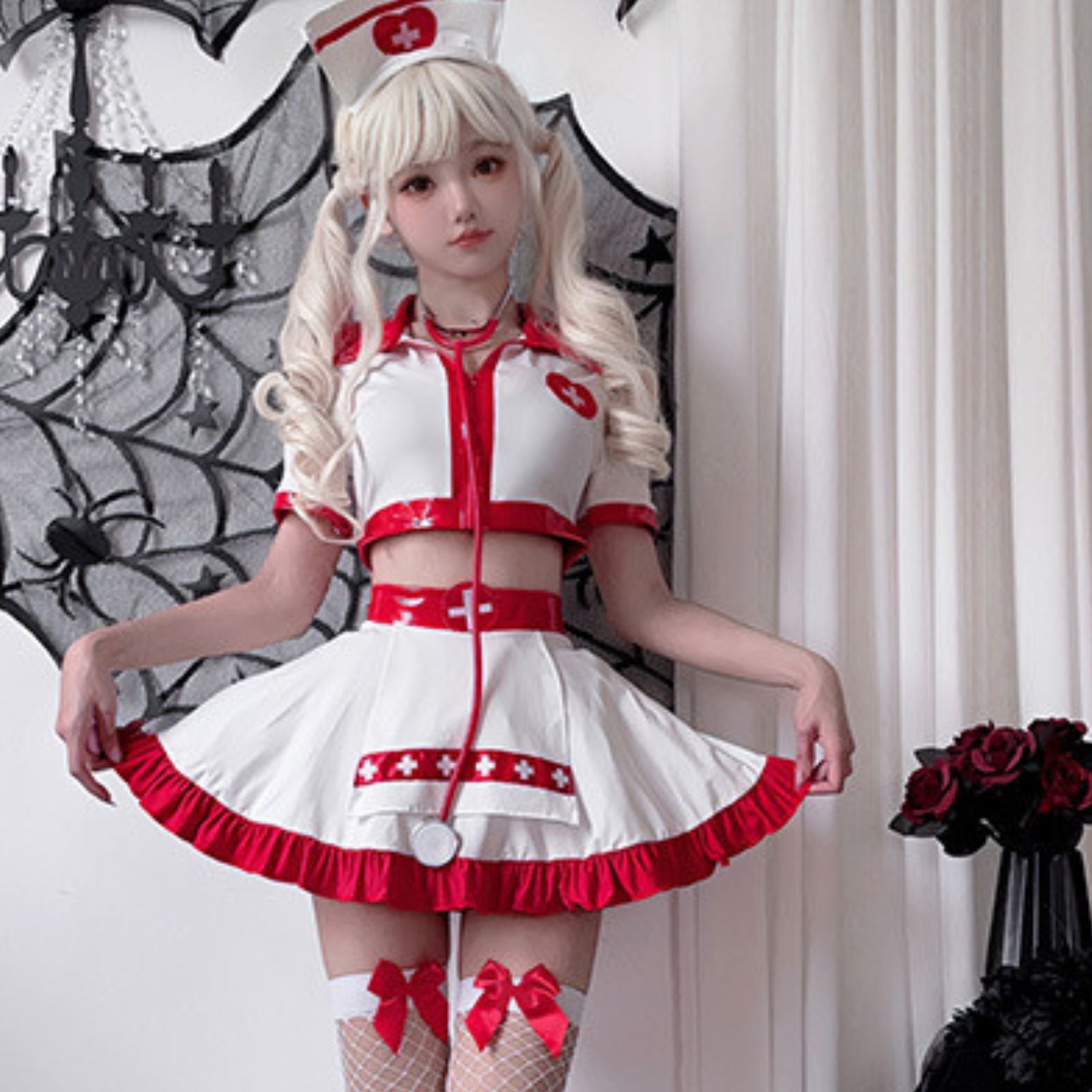 ハロウィン ナース コスプレ衣装 看護師 ホワイト 即納 (L)