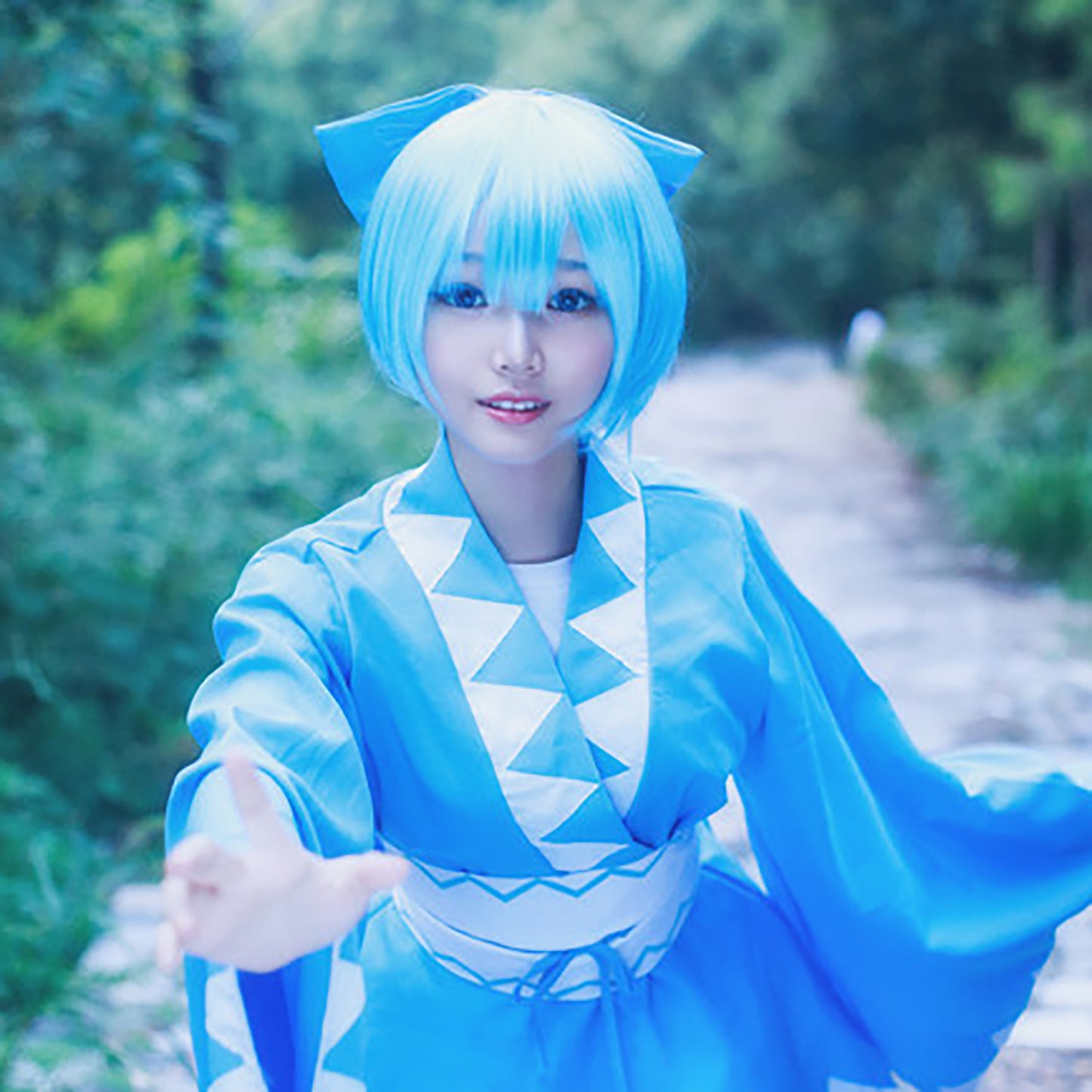 東方project 東方紅魔郷  チルノ 風 コスプレ 衣装  ウィッグ付き★  仮装 コスチューム