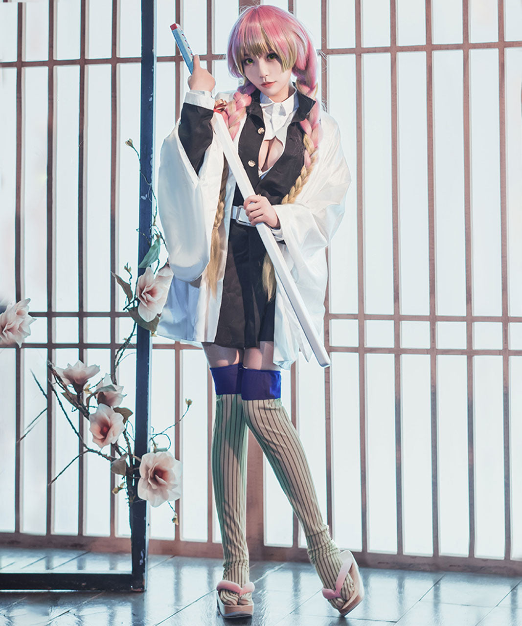 鬼滅の刃 甘露寺蜜璃 鬼殺隊 隊服 恋柱 ウィッグ付コスチュームセット フル セット