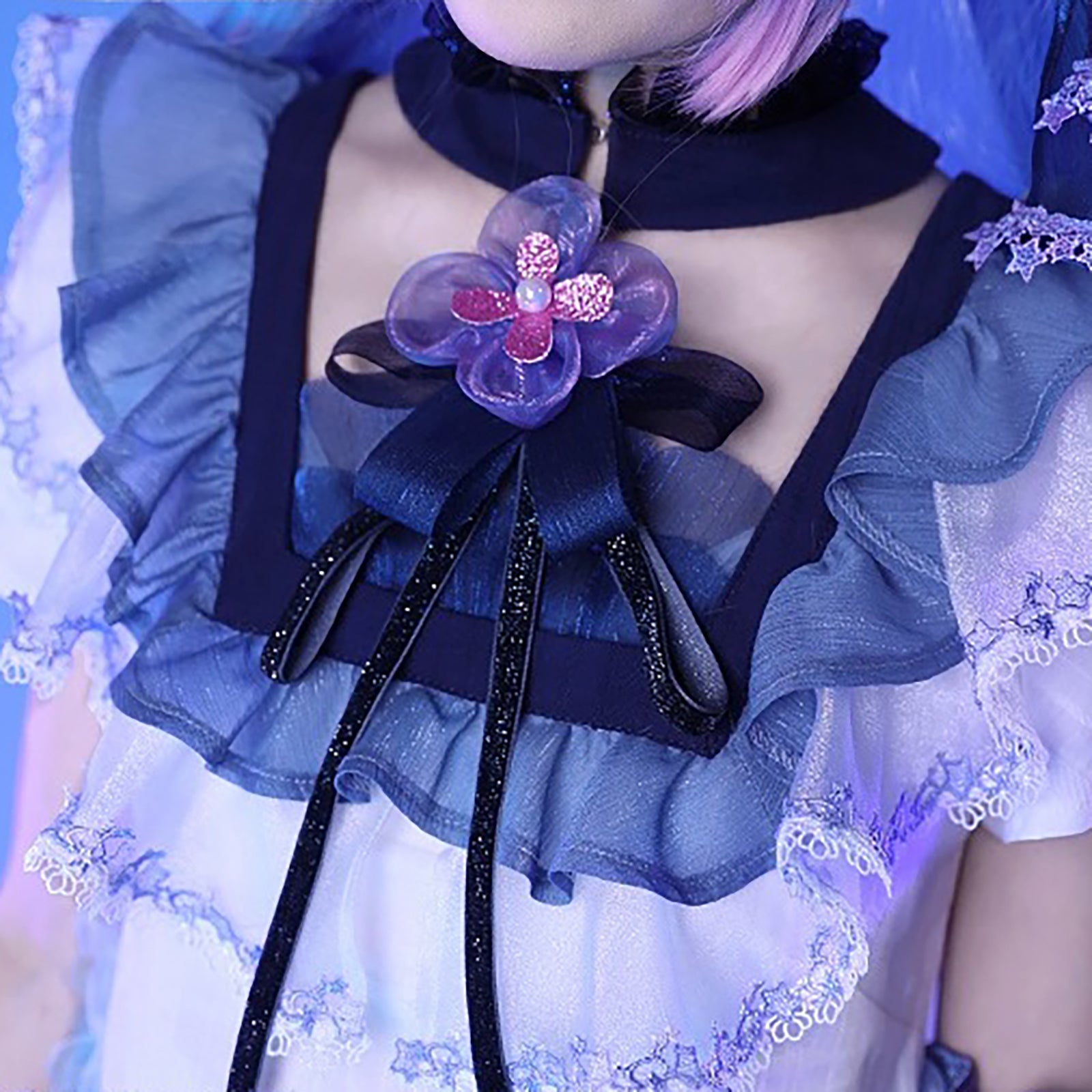 初音ミク コスプレ ワンピース ボーカロイド レディース 紫 ブルーベリー　胸元詳細