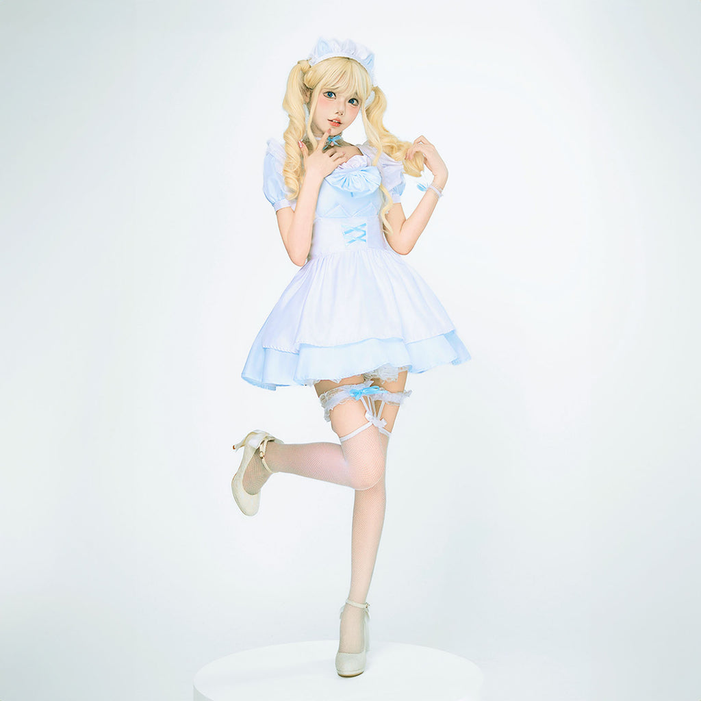 ハロウィン コスプレ 仮装 レディース ロリータ メイド 半袖 水色