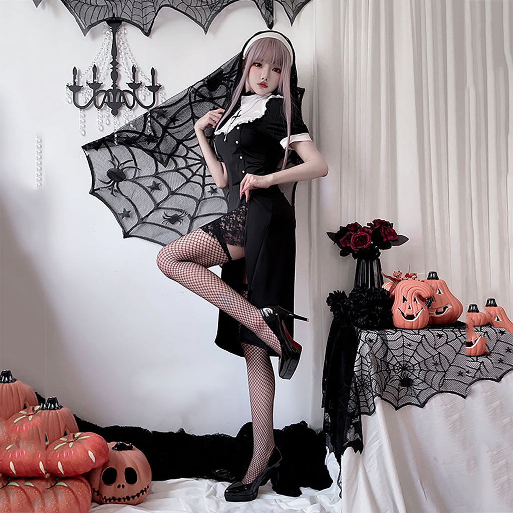 Mサイズ シスター コスプレ ハロウィン ワンピース 半袖 着用画像