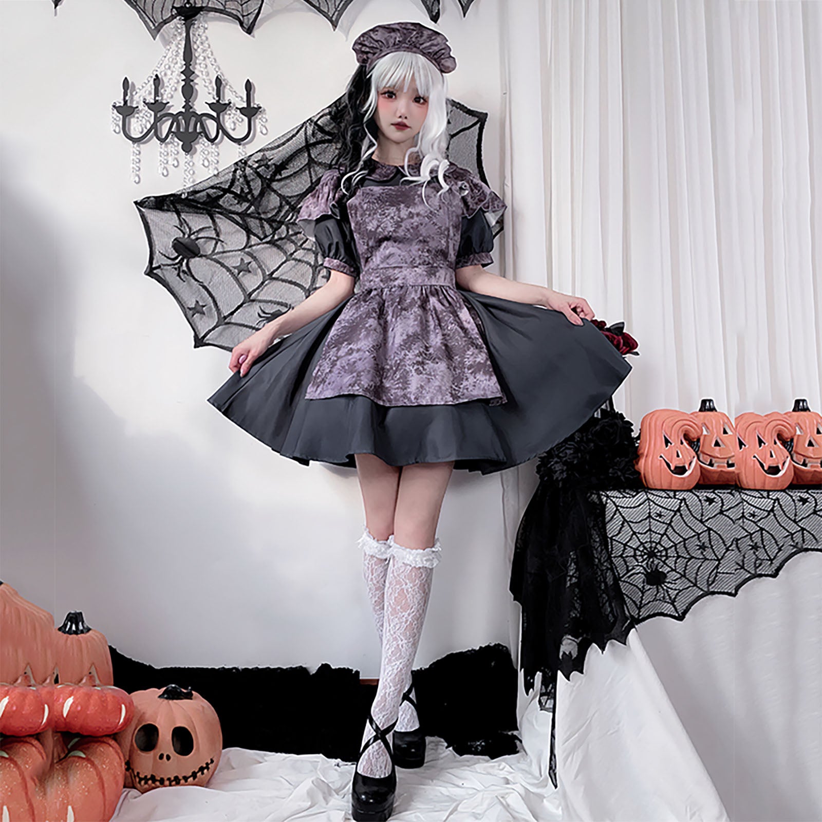 ダークメイド コスプレ 衣装 レディース ゴシック ハロウィン ワンピース M/L/XL　