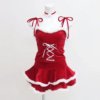 うさ耳サンタ コスチューム レディース Mサイズ レースアップ クリスマス