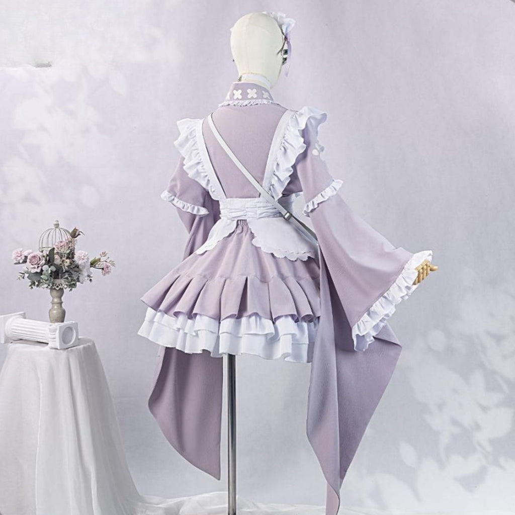 結城さくな コスプレ VTuber 和風メイド衣装 背面