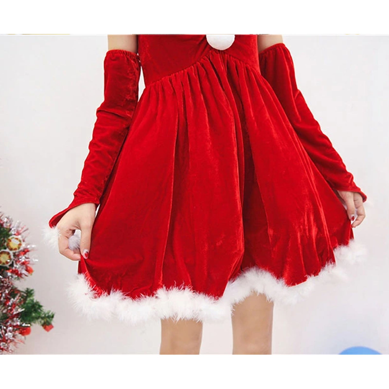 アームカバー付きベアトップ サンタ衣装 ディテール