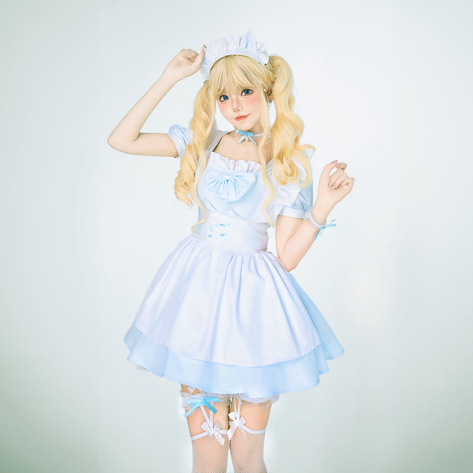 ハロウィン コスプレ 仮装 レディース ロリータ メイド 半袖 水色