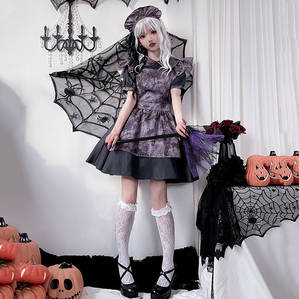 ハロウィン ダークメイド コスプレ ワンピース レディース フルセット 着用画像