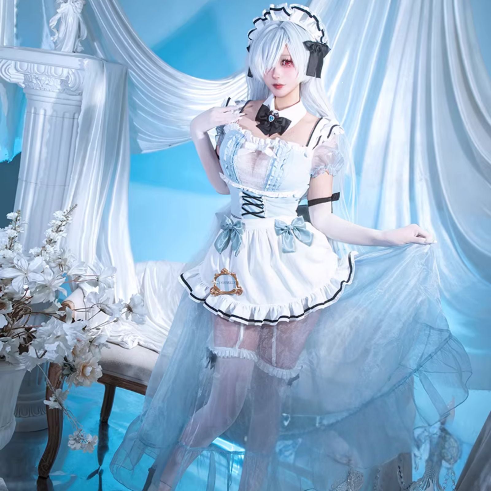 NIKKEシンデレラコスプレメイド衣装セット コラボカフェ メイド衣装 勝利の女神 ニケ and GALLERY Collaboration Cafe