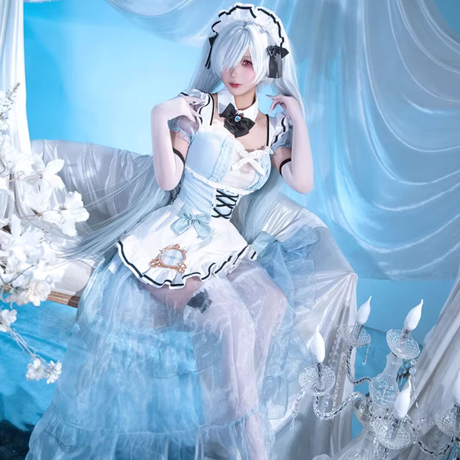 NIKKE シンデレラ コスプレ メイド衣装 勝利の女神 ニケ　コラボカフェ　スペシャル　ブルー