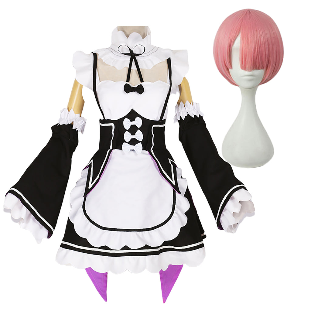Re:ゼロから始める異世界生活 ラム 双子メイド服 ウィッグ付き コスプレ 衣装 フルセット