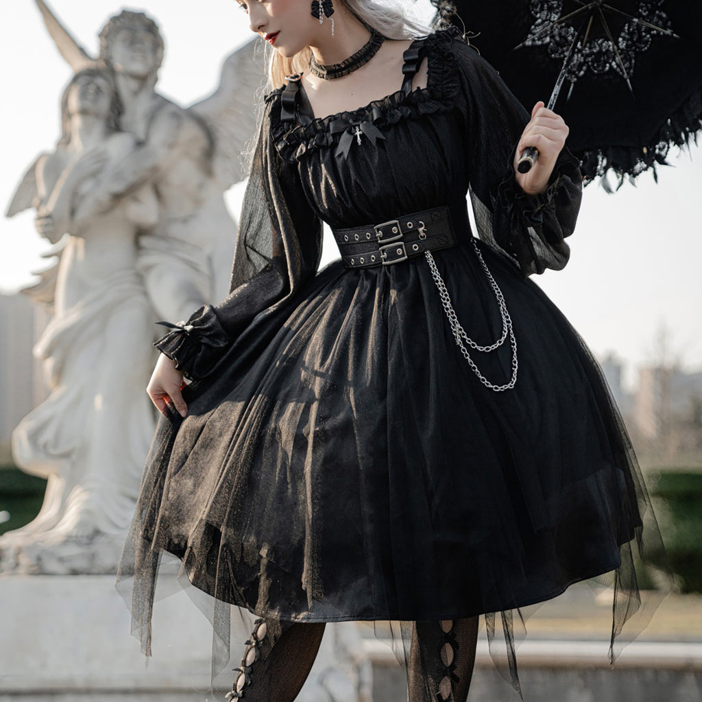 ロリータ ワンピース シフォン チェーン付き レディース lolita gothic dress
