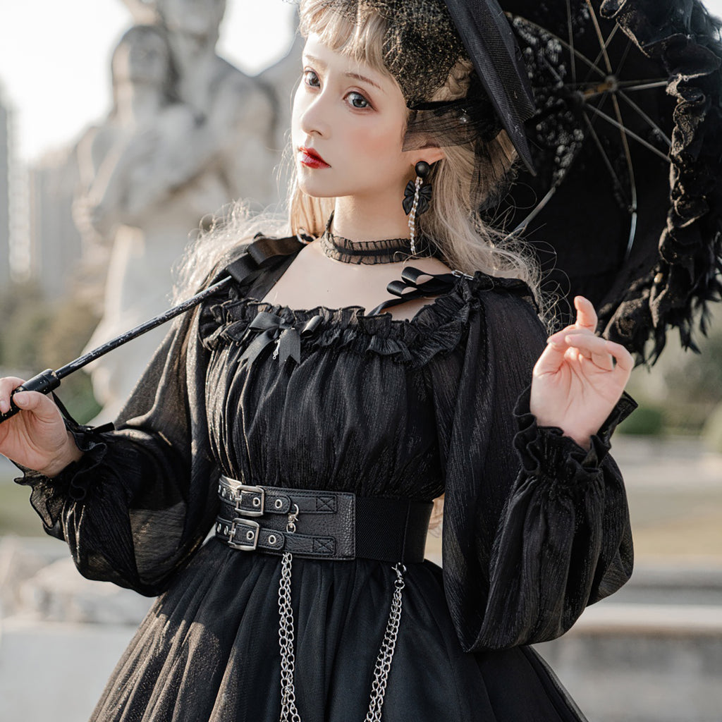 シックロリータ ドレス ブラック レッド フルセット