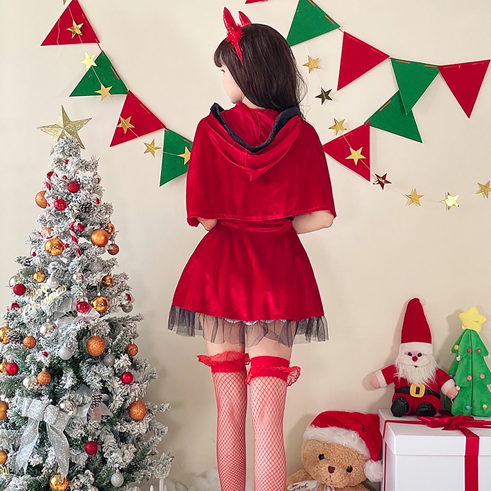 サンタコス デビルデザイン ケープ付き コスプレ衣装 ゴシック ゴスロリ