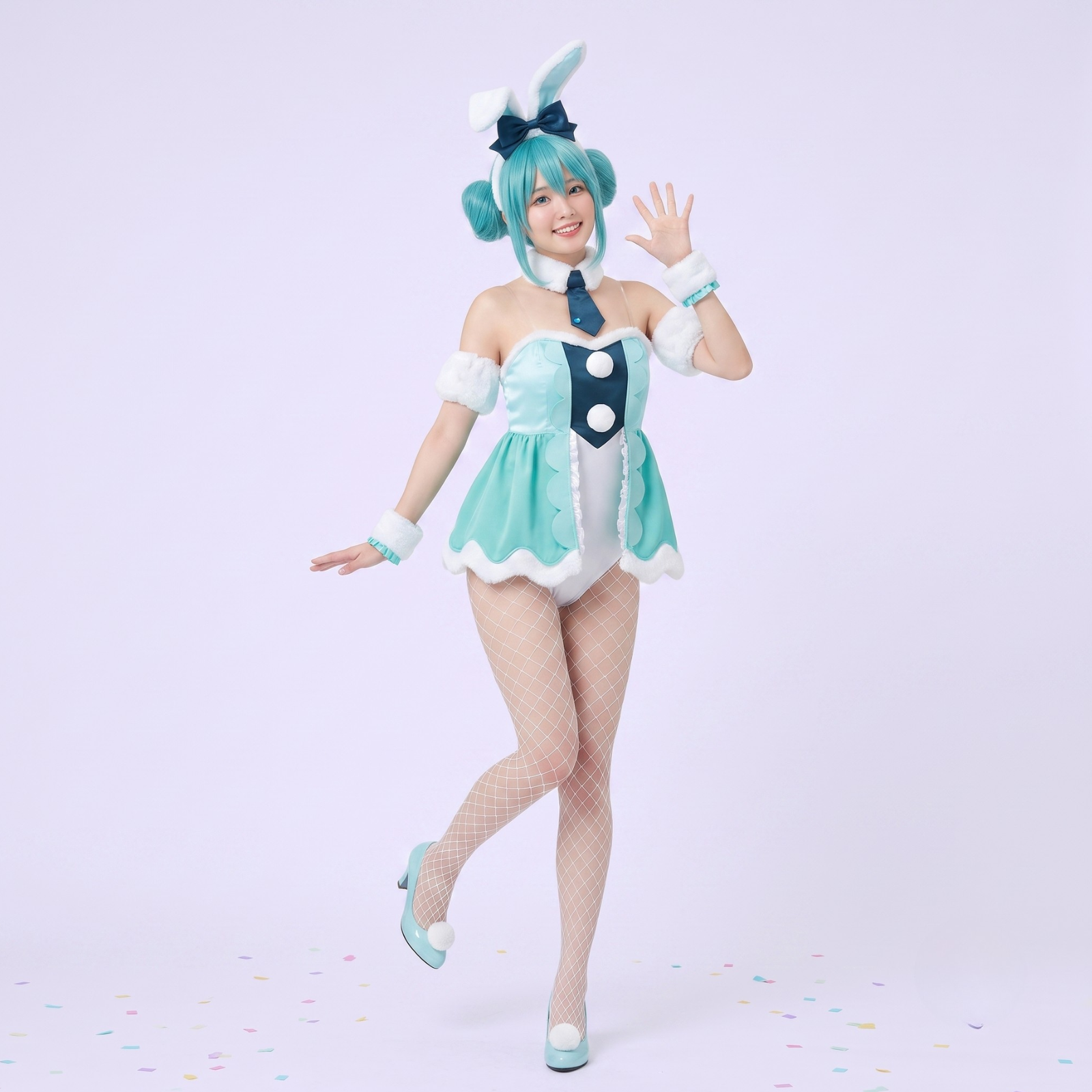 バニーミク バニーガール ウィッグ付き うさぎ 折れ耳 ハロウィン