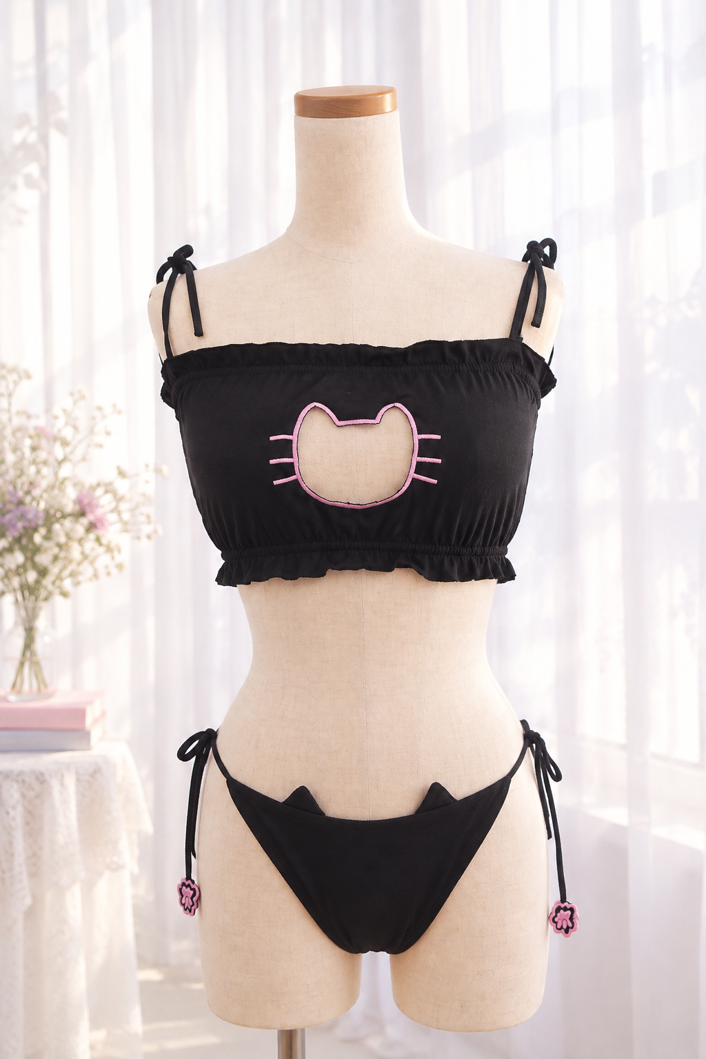 ねこランジェリー 猫モチーフ トップス パンツ 2点セット 猫コスプレ セクシーランジェリー
