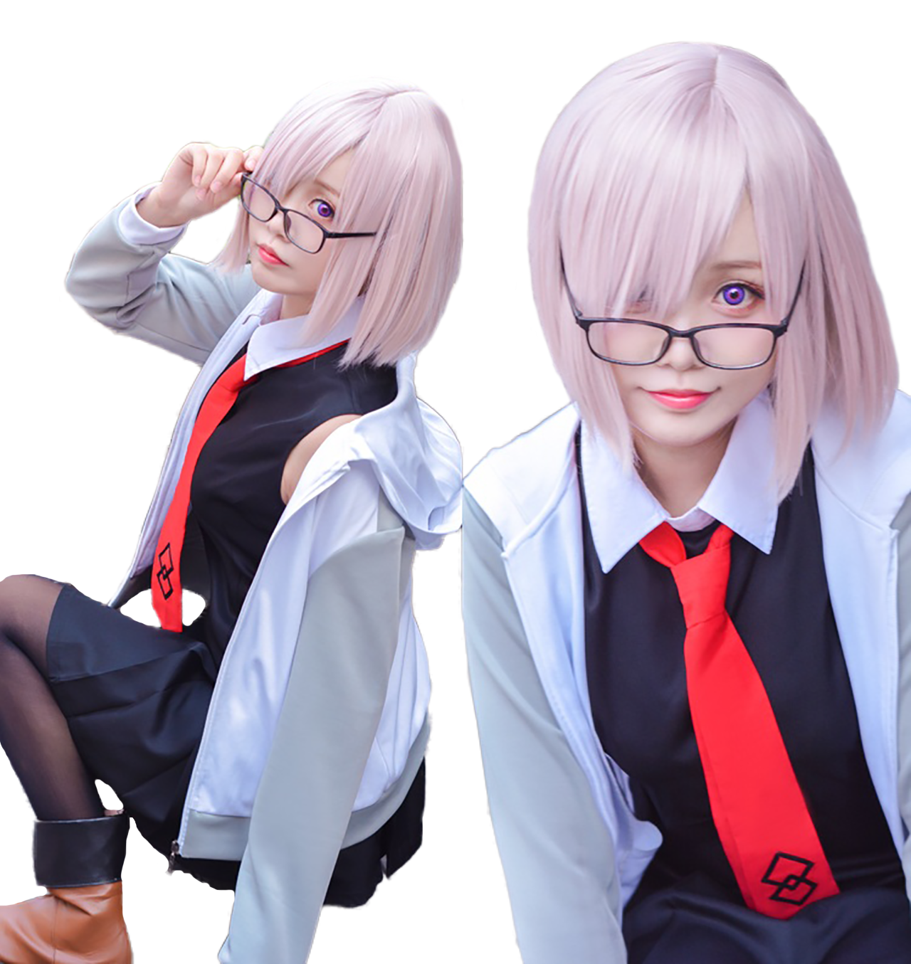 FGO Fate/Grand Order マシュ･キリエライト 風 制服 コスプレ 衣装 ウィッグ付き