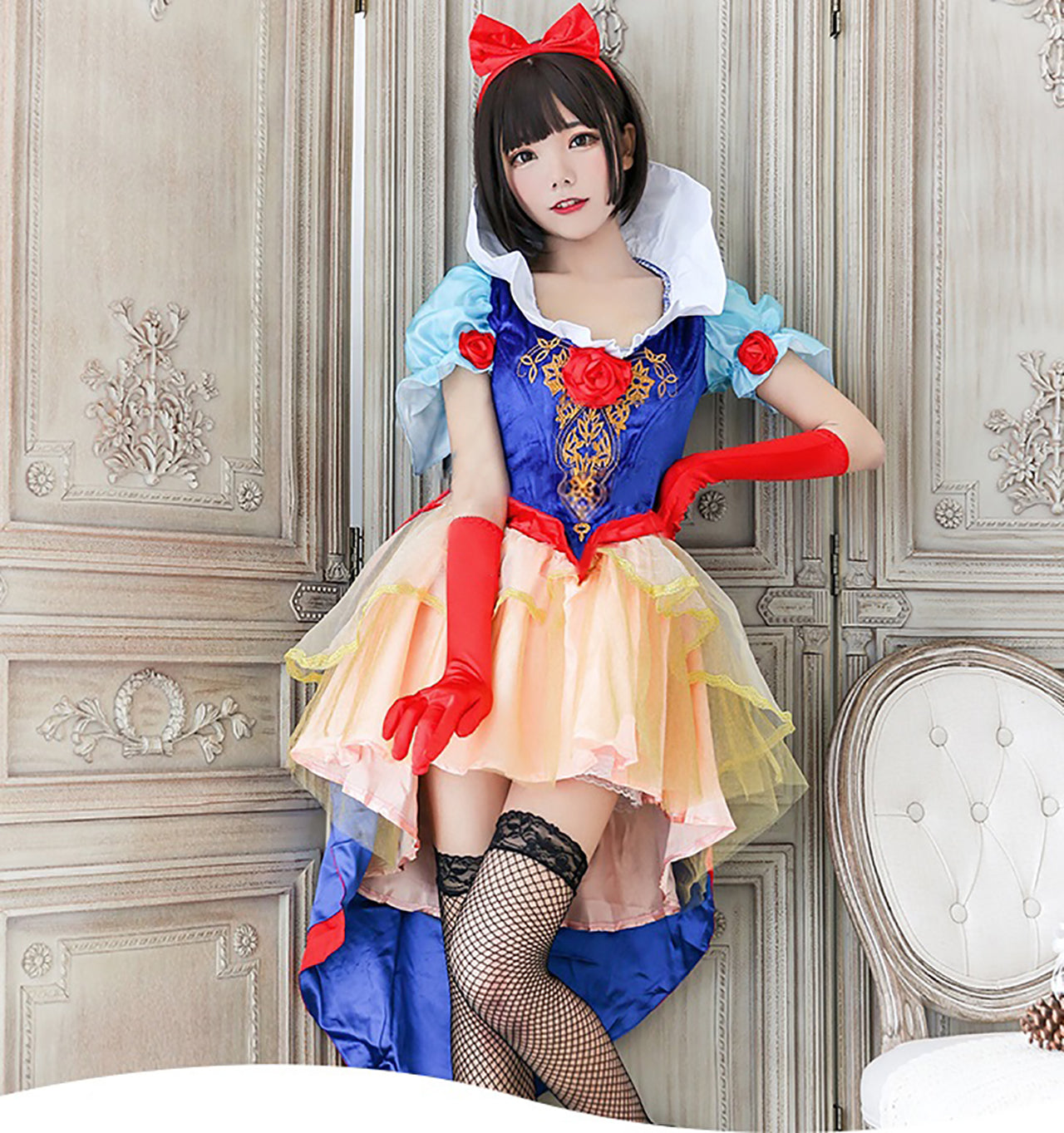 白雪姫 プリンセス ドレス コスプレ衣装 SnowWhite 正面画像 レディース ハロウィン 仮装