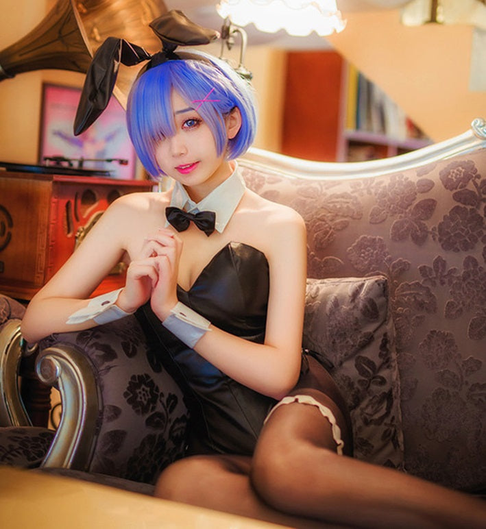 ウィッグ付き Re:ゼロから始める異世界生活 リゼロ レム 風 バニー コスプレ 衣装