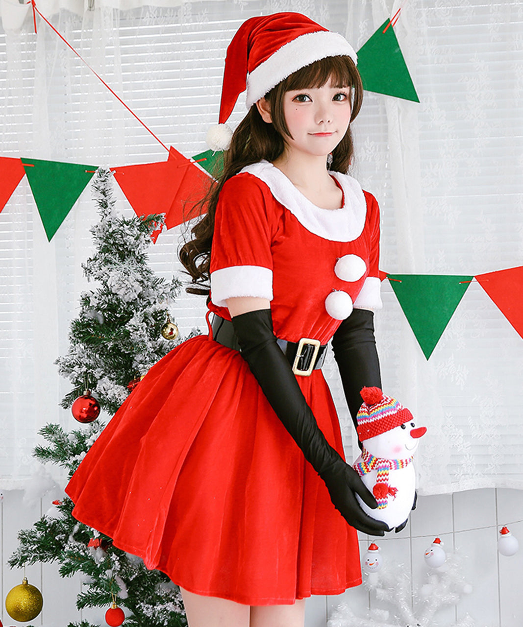 クリスマス用オーソドックスなサンタ衣装 ワンピース 正面写真