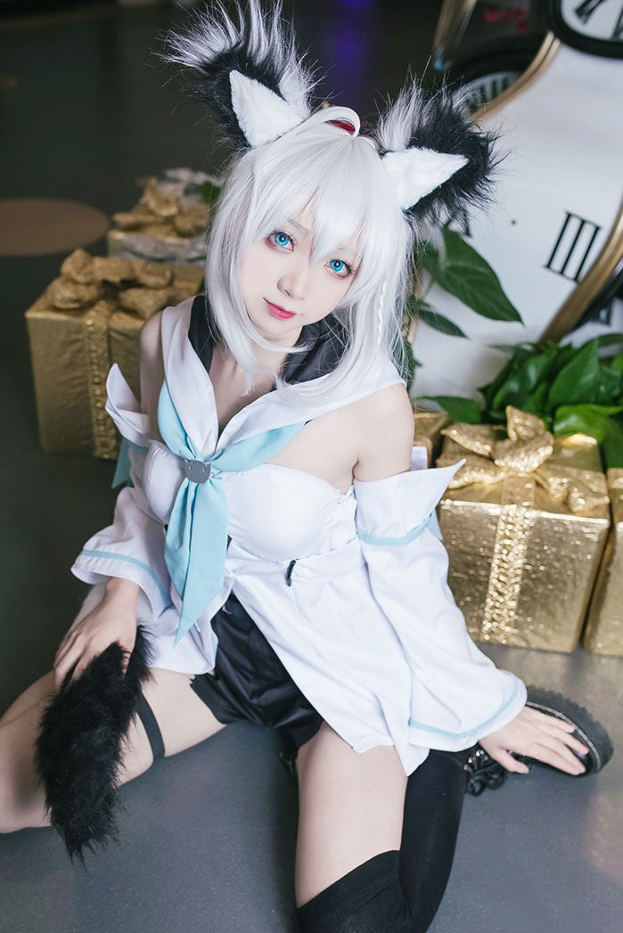 尻尾&耳つき VTuber 白上フブキ コスプレ セット しらかみ ふぶき 衣装　コミケ