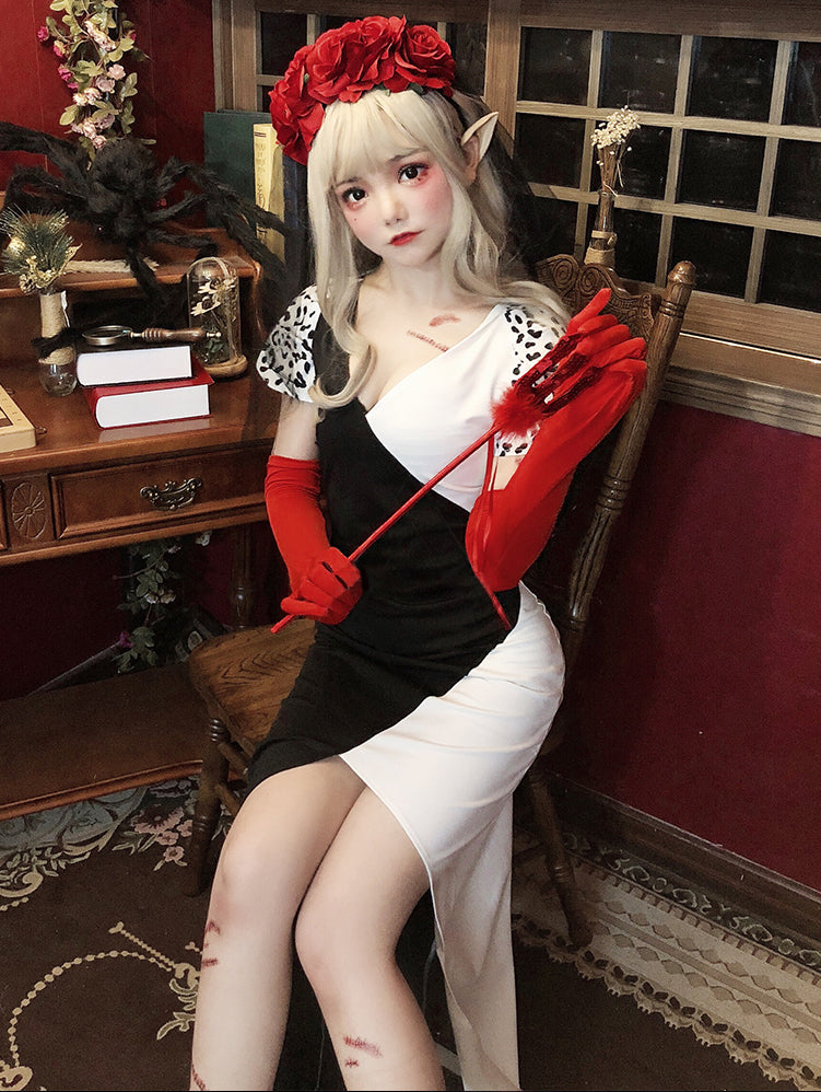 クルエラ コスプレ ハロウィン 衣装 ヴィランズ クルエラ・ド・ヴィル 3点セット