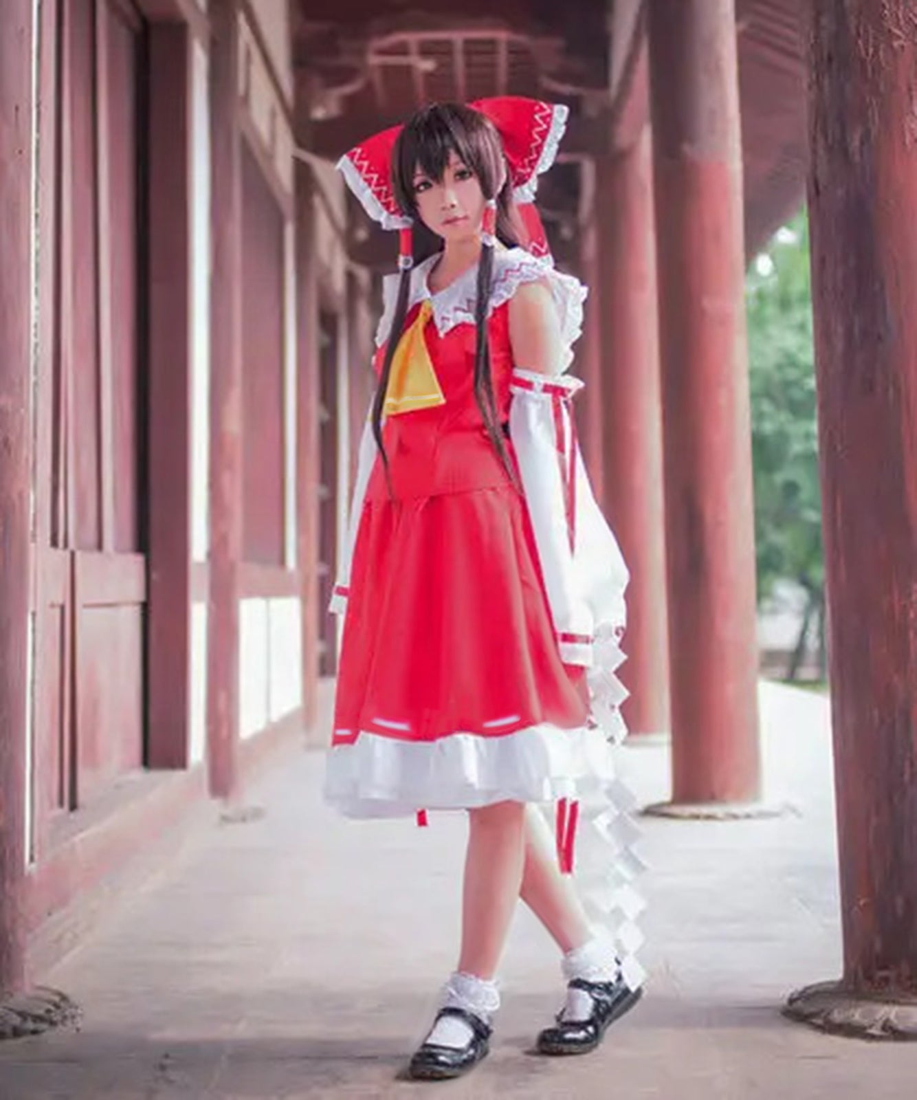 東方Project 博麗霊夢 コスプレ ワンピース 巫女 ウィッグ付き – Milky