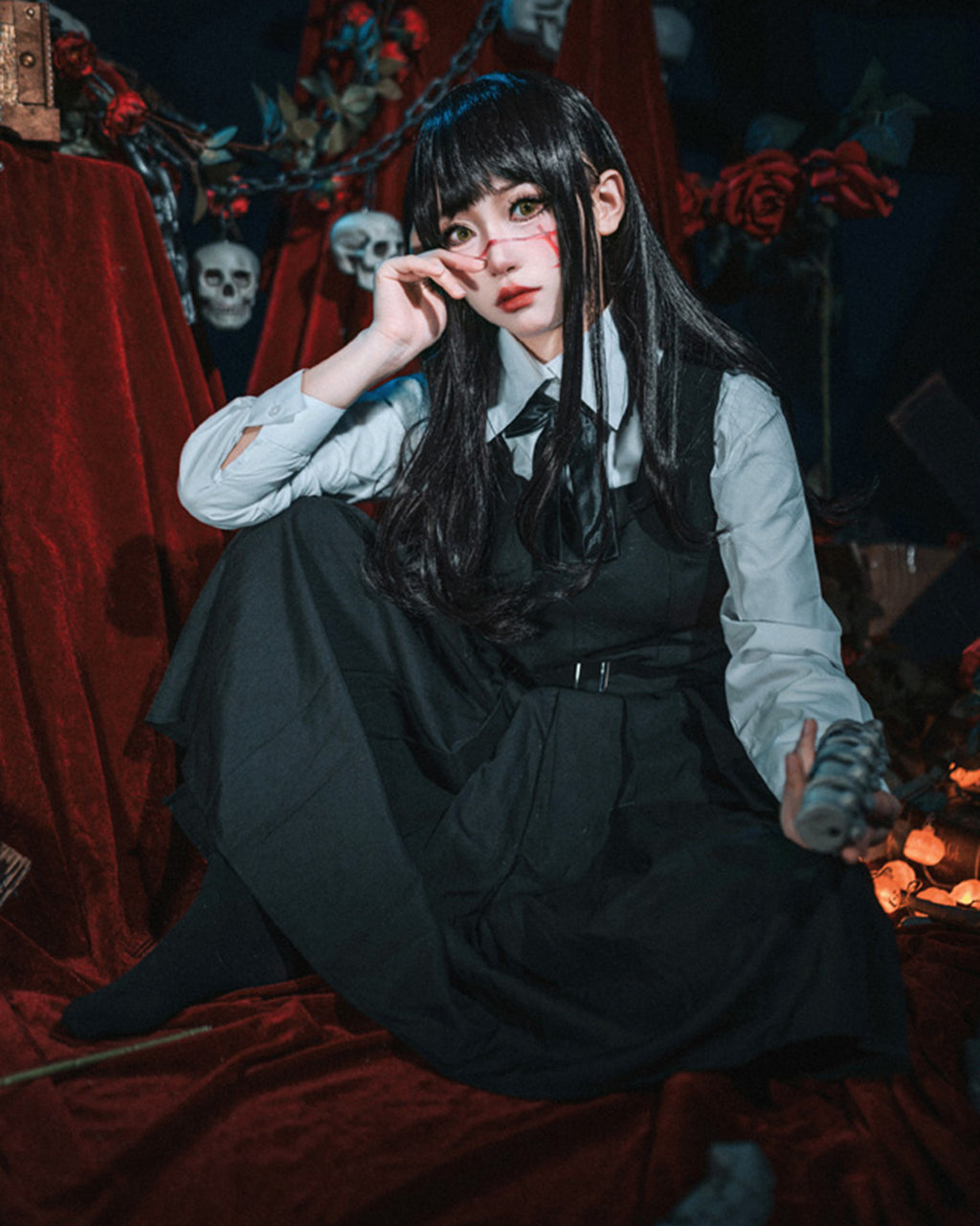 チェンソーマン 三鷹アサ コスプレ 制服 ワンピース　ウィッグ付き コスチュームセット