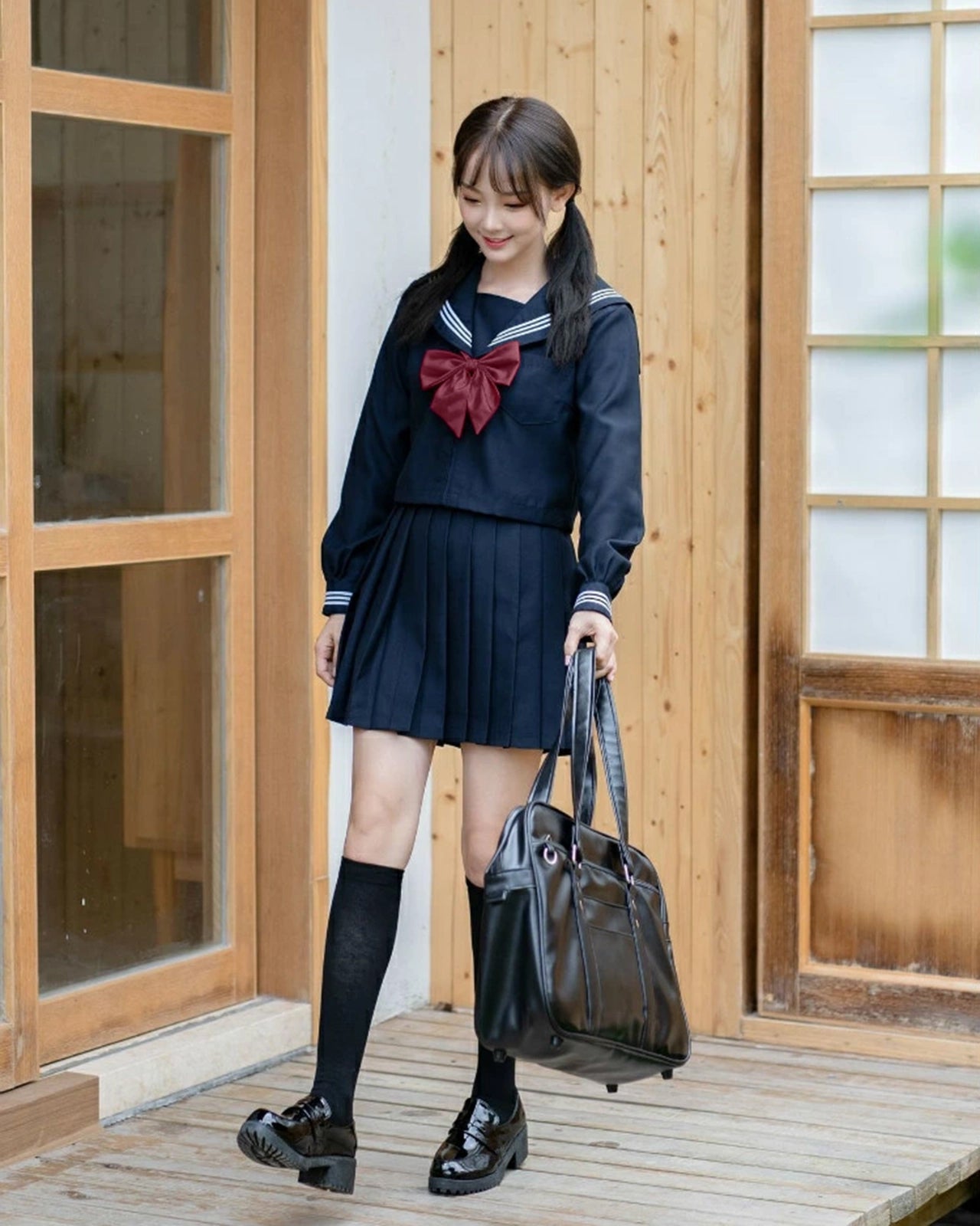 セーラー服 学生服 制服 学生  コスプレ衣装　女子高生 　長袖 　ネイビー