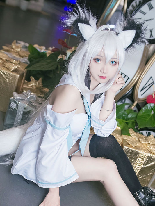 尻尾&耳つき VTuber 白上フブキ コスプレ セット しらかみ ふぶき 衣装　コミケ