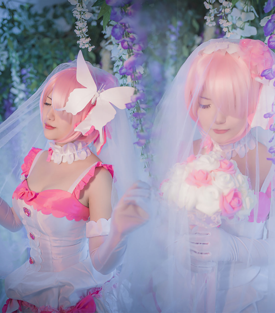 Re:ゼロから始める異世界生活 リゼロ レム ラム ウエディング 花嫁  ウィッグ付き