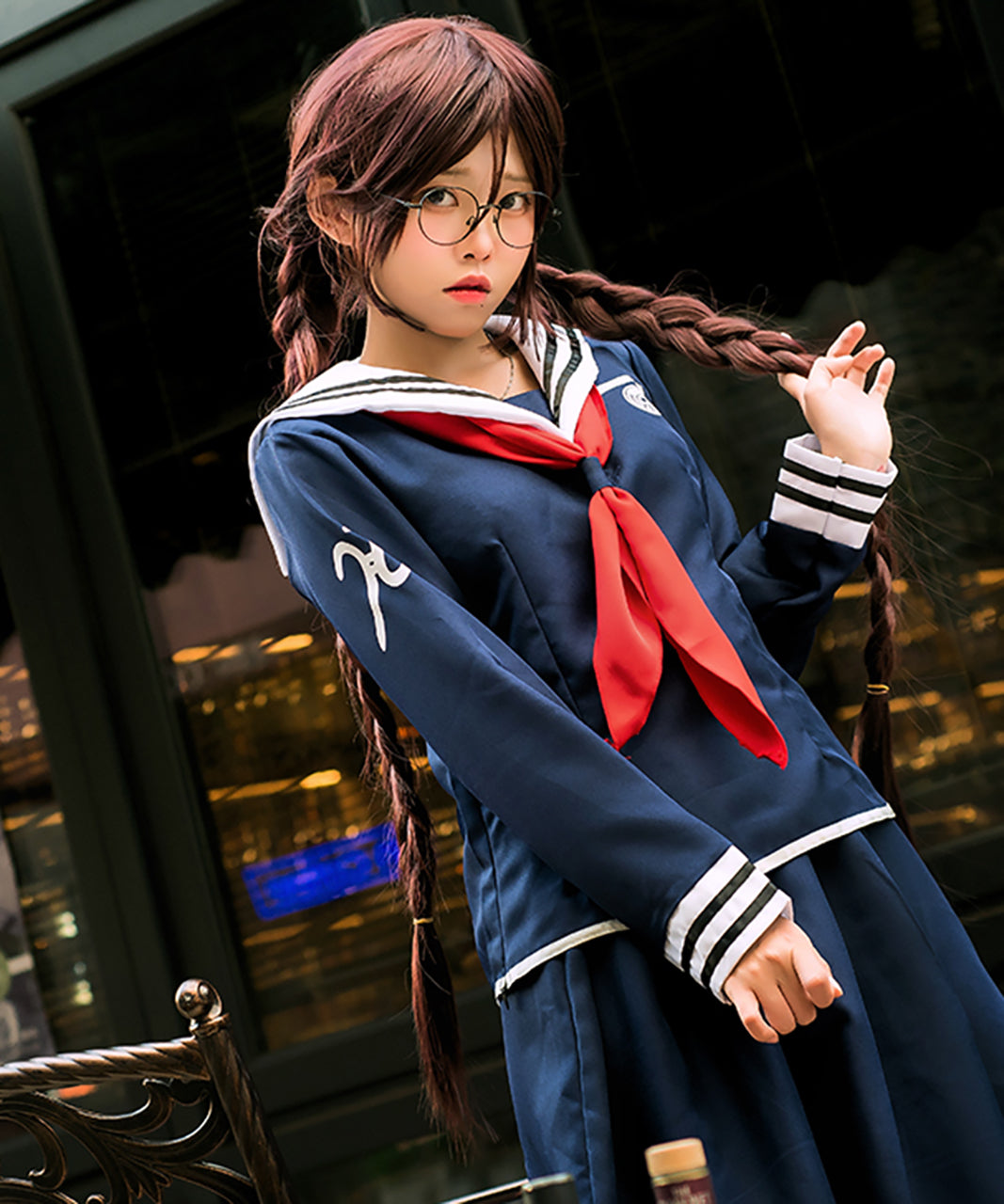 ウィッグ付 ダンガンロンパ 腐川冬子 コスプレ 川端女子高校 セーラー 制服