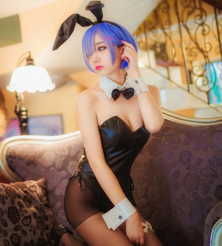 ウィッグ付き Re:ゼロから始める異世界生活 リゼロ レム 風 バニー コスプレ 衣装